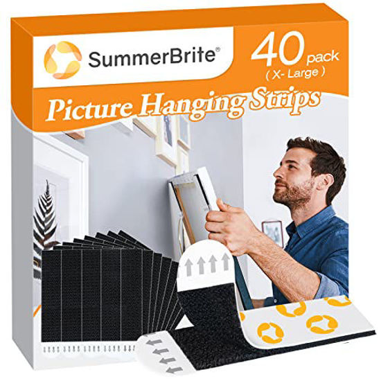 Picture of SummerBrite Picture Hanging Strips,Heavy Duty Picture Hanger Kit, Removable Damage Free,Picture Hanging Hooks,Black X Large (40Pack)