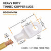 Picture of SELTERM 2pcs 6 AWG 1/4" Stud (Wide Pad) Tinned Copper Wire Lugs, Battery Lugs, Ring Terminals, Battery Cable Ends, 6 Gauge Ring Terminal Connectors, UL Marine Grade Battery Terminal Connectors