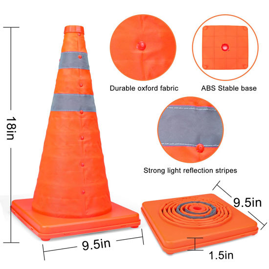 GetUSCart- [3 Pack]18 Inch Collapsible Traffic Safety Cones - Parking ...