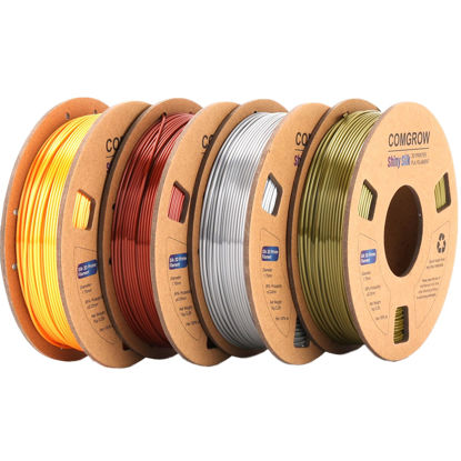 Picture of Silk Shiny Golden Silver Copper and Bronze 3D Printer Filament, Comgrow 3D Printing Materials Silk PLA 1.75mm, 3D Printing Filament +/-0.02mm, 250g X 4 Spool