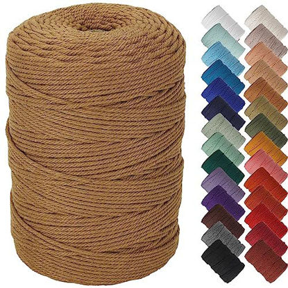 Picture of NOANTA Coffee Macrame Cord 3mm x 328yards, Colored Macrame Rope, Cotton Rope Macrame Yarn, Colorful Cotton Craft Cord for Wall Hanging, Plant Hangers, Crafts, Knitting