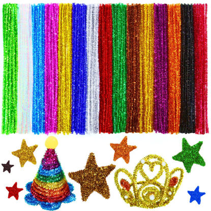 Picture of Pipe Cleaners, Glitter Pipe Cleaners Craft, Arts and Crafts, Crafts, Craft Supplies, Art Supplies (200 Metallic-Colored Glitter Pipe Cleaners)…