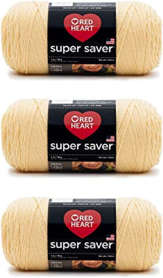 Picture of Red Heart Super Saver Cornmeal Yarn - 3 Pack of 198g/7oz - Acrylic - 4 Medium (Worsted) - 364 Yards - Knitting/Crochet