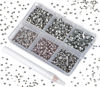 Picture of Bymitel 7200 Pieces 6 Mixed Sizes Glue Fix on Glass Rhinestones Round Crystal Gems Flatback for DIY Jewelry Making with one Picking Pen(6-Sizes 7200PCS, Black Diamond)