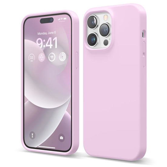 Picture of elago Compatible with iPhone 14 Pro Max Case, Liquid Silicone Case, Full Body Protective Cover, Shockproof, Slim Phone Case, Anti-Scratch Soft Microfiber Lining, 6.7 inch (Light Lilac)