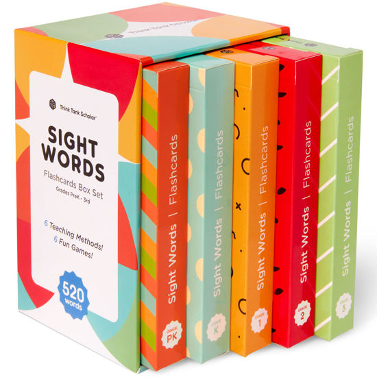 Picture of Think Tank Scholar 520 Sight Words Flash Cards (Award-Winning) Set - Preschool (Pre K) Kindergarten 1st 2nd 3rd Grade Homeschool (Kids Ages 3, 4, 5, 6, 7, 8, 9) Dolch & Fry High Frequency Sight Word