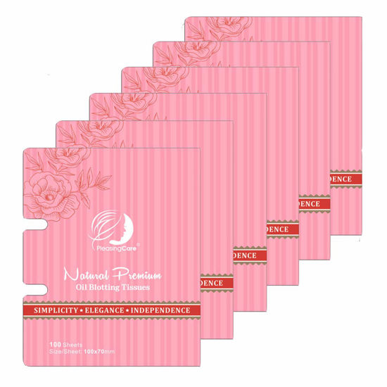 Picture of Natural Facial Oil Absorbing Tissues - Face Oil Blotting Paper Sheets (Rose - 6 Pack)