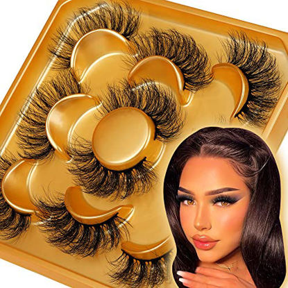 Picture of 5D Mink False Eyelashes Fluffy Lashes 17mm Natural Looking Lashes Round Shape Eyelashes Full Curl Fake Lashes by Focipeysa