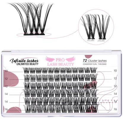 Picture of Cluster Lashes 72 Pcs Lash Clusters 2 in 1 DIY Eyelash Extension Individual Cluster Eyelashes Crush Style Self-Application Fluffy Super Thin Band Reusable Soft & Comfortable(Crush-D-10-16mix)