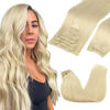 Picture of GOO GOO Clip-in Hair Extensions for Women, Soft & Natural, Handmade Real Human Hair Extensions, Platinum Blonde, Long, Straight 60A#, 9pcs 150g 20inch