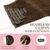 Picture of GOO GOO Seamless Clip In Hair Extensions Remy Real Human Hair Extension with Invisible PU Skin Weft 14inch Chocolate Brown Natural & Thick & Straight Hair Extensions for Women