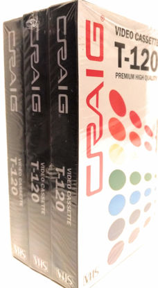 Picture of Craig CC358 Premium Blank T-120 VHS Video Tapes | 3-Pack | Video Casette Tapes Recordable and Reusable | 120-Minute Recording Time | 6-Hour Total Time |