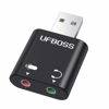 Picture of UFBOSS USB External Stereo Sound Adapter 2 in 1 USB to Headphone and Microphone Jack Audio Adapter Mic Stereo Sound Card for USB Audio Device, Windows, Mac, Linux, PC, Laptops, Desktops, PS4.