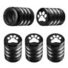 Picture of Tire Valve Stem Cap Cover - (5 Pack) Tire Air Caps Metal with Plastic Liner Corrosion Resistant Leak-Proof Cat/Dog Paw for Car Truck Motorcycle Bike Black