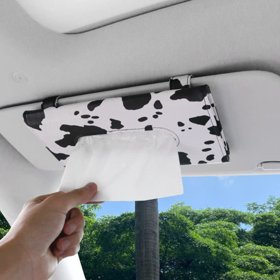 GetUSCart- Cow Print Car Accessories for Women, Car Visor Tissue Holder, Tissue  Holder for Car, Universal Tissue Dispenser for Car, Premium Car Tissue Box  with Napkins Refill.