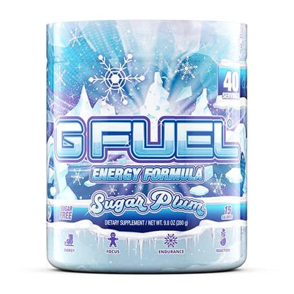 Picture of G Fuel Sugar Plum Flavored Game-Changing Energy Powder, Sharpens Mental Focus and Cognitive Function, Zero Sugar, Supports Immunity and Mood 9.8 oz (40 servings)