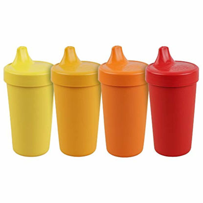 Picture of Re Play 4pk - 10 oz. No Spill Sippy Cups for Baby, Toddler, and Child Feeding in Yellow, Sunny Yellow, Orange and Red - BPA Free - Made in USA from Eco Friendly Recycled Milk Jugs - Fall