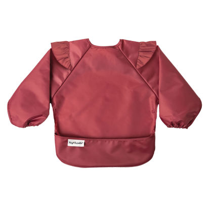 Picture of Tiny Twinkle Mess Proof Baby Bib, Cute Full Sleeve Bib Outfit, Waterproof Bibs for Toddlers, Machine Washable, Tug Proof Closure, Baby Smock for Eating, Long Sleeve (Burgundy, Large 2-4 Years)