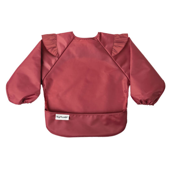 Picture of Tiny Twinkle Mess Proof Baby Bib, Cute Full Sleeve Bib Outfit, Waterproof Bibs for Toddlers, Machine Washable, Tug Proof Closure, Baby Smock for Eating, Long Sleeve (Burgundy, Large 2-4 Years)