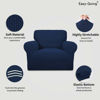 Picture of Easy-Going Stretch Chair Sofa Slipcover 1-Piece Couch Sofa Cover Furniture Protector Soft with Elastic Bottom for Kids, Pet. Spandex Jacquard Fabric Small Checks (Chair, Navy)