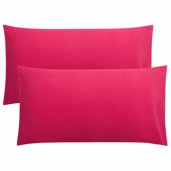 Picture of FLXXIE 2 Pack Microfiber King Pillow Cases, 1800 Super Soft Pillowcases with Envelope Closure, Wrinkle, Fade and Stain Resistant Pillow Covers, 20"x36", Magenta