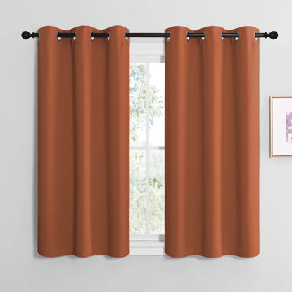 Picture of NICETOWN Bedroom Curtains 48 inches Long, Burnt Orange Privacy and Thermal Insulated Blackout Drapes for Windows (1 Pair, 42 inches Wide)