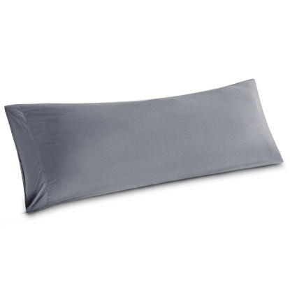 Picture of Bedsure Body Pillow Cover - Silver Grey Long Cooling Pillow Cases, Rayon Made from Bamboo, Soft & Breathable Pillowcase with Envelope Closure, Gift for Hot Sleepers in Summer, 1 Pack, 20x54 Inches