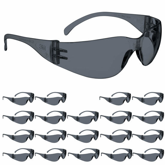 Picture of 3M Safety Glasses, Virtua, ANSI Z87, 20 Pairs, Gray Hard Coat Lens, Gray Frame