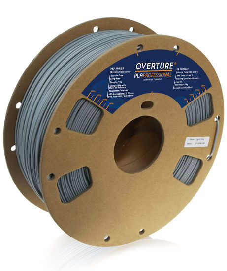 Picture of OVERTURE PLA Plus (PLA+) Filament 1.75mm PLA Professional Toughness Enhanced PLA Roll, Cardboard Spool, Premium PLA 1kg(2.2lbs), Dimensional Accuracy 99% Probability +/- 0.03mm (Light Gray)