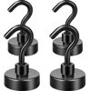 Picture of Neosmuk Magnetic Hooks, Heavy Duty Earth Magnets with Hook for Refrigerator, Extra Strong Cruise Hook for Hanging, Magnetic Hanger for Cabins, Grill (Black, 4 Pack)