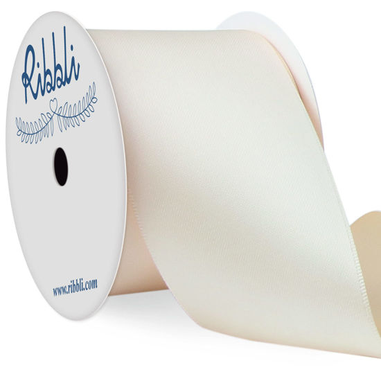 Picture of Ribbli Ivory Double Faced Satin Ribbon, 2” x Continuous 10 Yards,Use for Bows Bouquet,Gift Wrapping,Floral Arrangement,Wedding Decoration