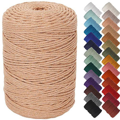 Picture of NOANTA Brick Red Macrame Cord 3mm x 328yards, Colored Macrame Rope, Cotton Rope Macrame Yarn, Colorful Cotton Craft Cord for Wall Hanging, Plant Hangers, Crafts, Knitting