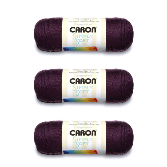 Picture of Caron Simply Soft Plum Perfect Yarn - 3 Pack of 170g/6oz - Acrylic - 4 Medium (Worsted) - 315 Yards - Knitting/Crochet