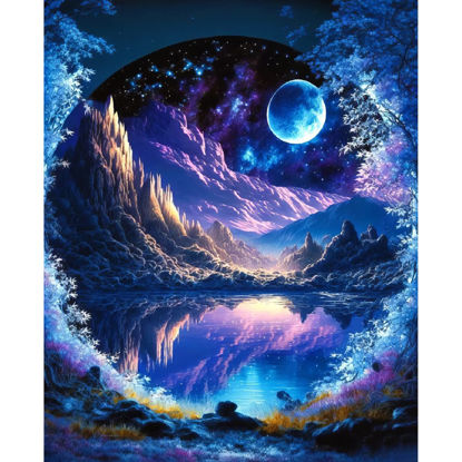 Picture of Rousp DIY 5D Diamond Painting Kits for Adults Diamond Art 15.7"x19.6" Blue Moon Diamond Painting Full Drill Crystal Rhinestone Embroidery Craft Kits for Home Wall Decor Gifts