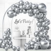 Picture of Silver Balloon Metallic Silver Balloons Different Sizes 100Pcs 18 12 10 5 In Silver Latex Balloon Garland Arch kit With Silver Ribbon Balloon Strip for Birthday Weddings Anniversary Party Decorations