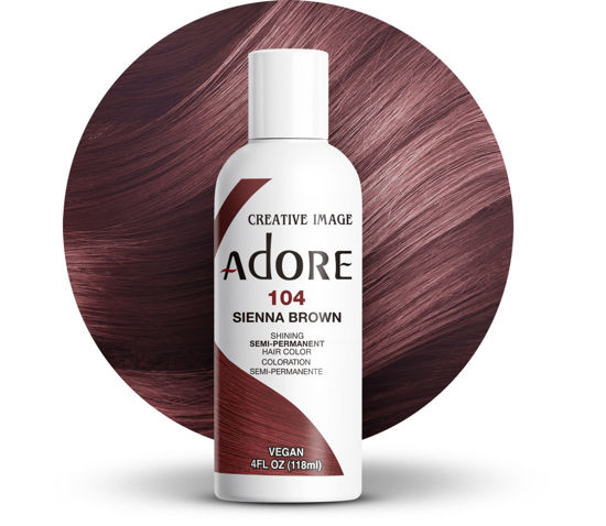 Picture of Adore Semi Permanent Hair Color - Vegan and Cruelty-Free Hair Dye - 4 Fl Oz - 104 Sienna Brown (Pack of 1)