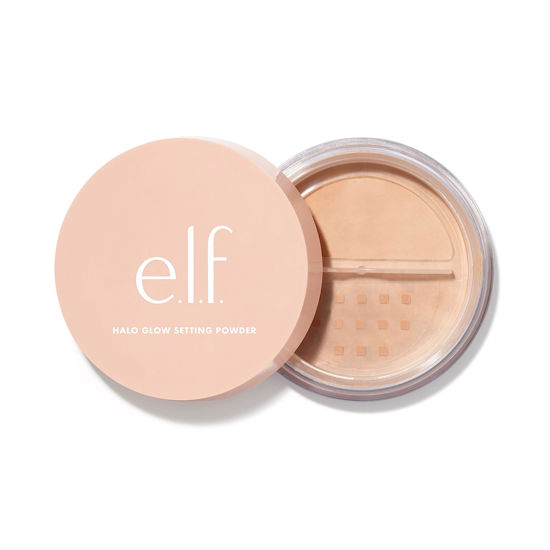 Picture of e.l.f., Halo Glow Setting Powder, Silky, Weightless, Blurring, Smooths, Minimizes Pores and Fine Lines, Creates Soft Focus Effect, Medium, Semi-Matte Finish, 0.24 Oz