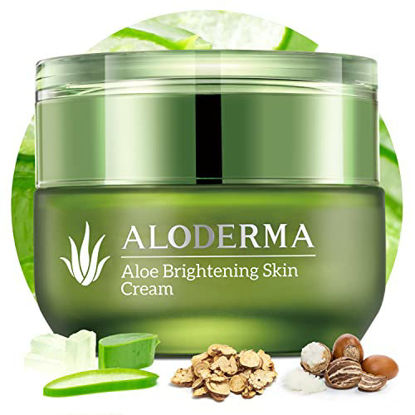 Picture of Aloderma Brightening Face Cream with 80% Organic Aloe Vera - Facial Brightening Cream with Squalane, Hyaluronic Acid, Niacinamide - Pure Aloe Vera Face Cream for Women & Men - Even Skin Tone & Hydrate