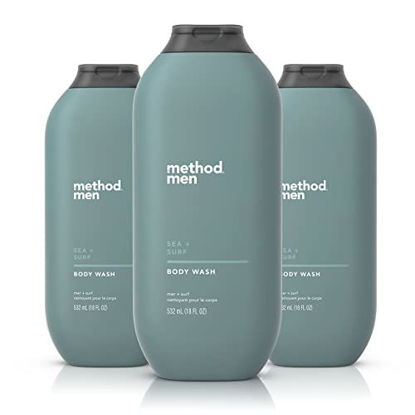 Picture of Method Men Body Wash, Sea + Surf, Paraben and Phthalate Free, 18 FL Oz (Pack of 3),Softening