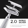 Picture of ZOMCHI Classic Safety Razor for Men and Women with 10 Counts Double Edge Blades, Redesigned Noble Silver Metal Safety Razor, Reusable Safety Razor Friendly for Beginner, Sustainable Living Choice