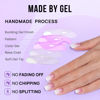 Picture of Short Press On Nails - BTArtbox Supremely Fit & Natural Soft Gel Square Glue On Nails with Nail Glue, Reusable Stick On Nails in 15 Sizes - 30 Fake Nails Kit, Milk White Sparkle