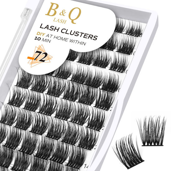 Picture of Lash Clusters B42 D Curl 8-16MIX DIY Lash Extensions 72 Clusters Lashes C D Curl B&Q LASH Wispy Volume Lashes Eyelash Clusters Extensions Individual Lashes Cluster DIY at Home (B42,D-8-16MIX)