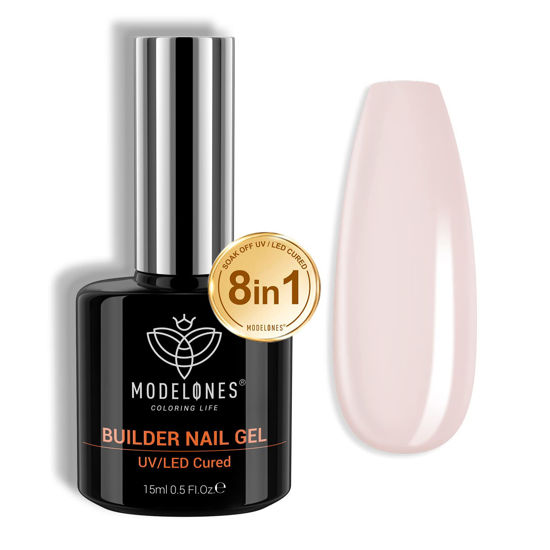 Picture of Modelones Builder Nail Gel, 8-in-1 Cover Nude Gel Builder, Hard Gel Builder for Nails Strengthener Extension Gel Rubber Base Gel Polish Rhinestone False Nail Tips Glue Gel in a Bottle for Nail Art