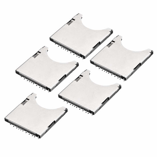 Picture of uxcell SD Memory Card Socket Holder Spring Loaded Push Type 10 Pin 5pcs