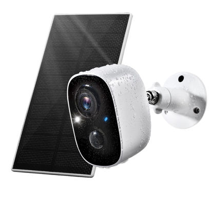 Picture of Solar Security Cameras Wireless Outdoor, Outdoor Camera Wireless 2-Way Talk Battery Powered Wi-Fi Cameras for Outside/Indoor 1080P Night Vision AI Motion Detection Spotlight Siren Alarm Waterproof