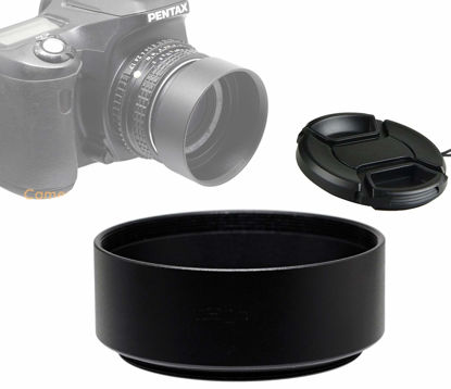 Picture of Fotasy Metal 55mm Lens Hood, 55 mm Hood Shade, Compatible with Standard Prime Lense with 55mm Filter Thread Diameter, Screw-in, with 58mm Lens Cap