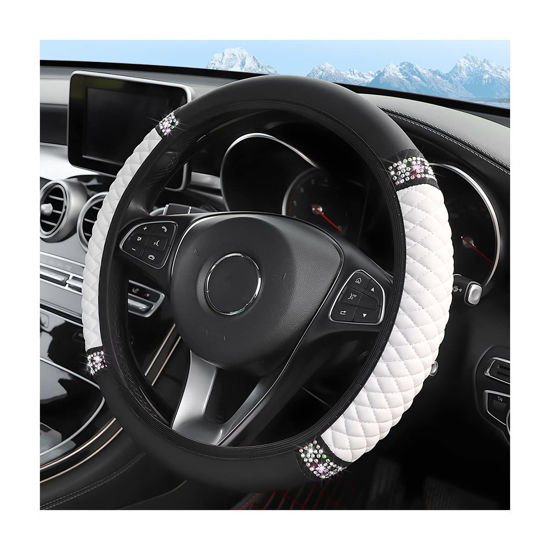 White diamond deals steering wheel cover