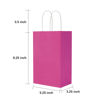 Picture of Oikss 100 Pack 5.25x3.25x8.25 inch Small Kraft Bags with Handles Bulk, Pink Paper Bags Birthday Wedding Party Favors Grocery Retail Shopping Business Goody Craft Gift Cub Sacks (Fuchsia 100PCS Count)