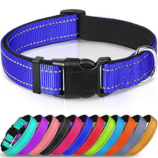 Picture of Joytale Reflective Dog Collar,Soft Neoprene Padded Breathable Nylon Pet Collar Adjustable for Small Dogs,Navy Blue,S