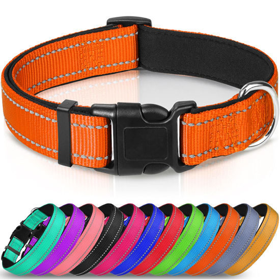 Picture of Joytale Dog Collar,Soft Neoprene Padded Breathable Nylon Pet Collar Adjustable for Medium Dogs,Orange,M